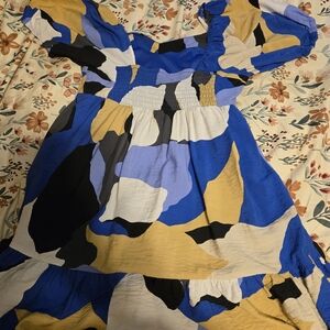 Nine West Blue Multicolor Babydoll Dress